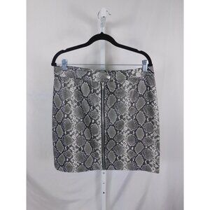 Thread + Supply Skirt Womens Extra Large Black Snake Print Faux Leather Mini Zip